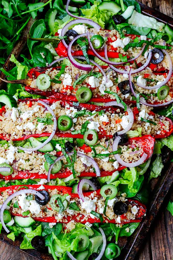 Couscous and Feta Stuffed Peppers - Serve them as a light lunch or side dish.