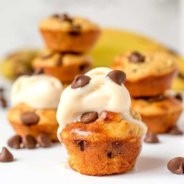 Low Calorie Mini Peanut Butter Banana Protein Muffins. Just 39 calories (1.8g protein) each!