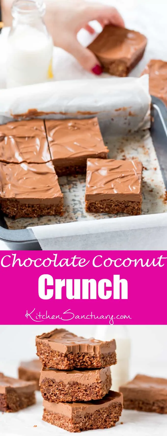 Chocolate Coconut Crunch - my take on the Aussie Crunch we used to get at school. They're crunchy, chewy, very chocolatey and so addictive!