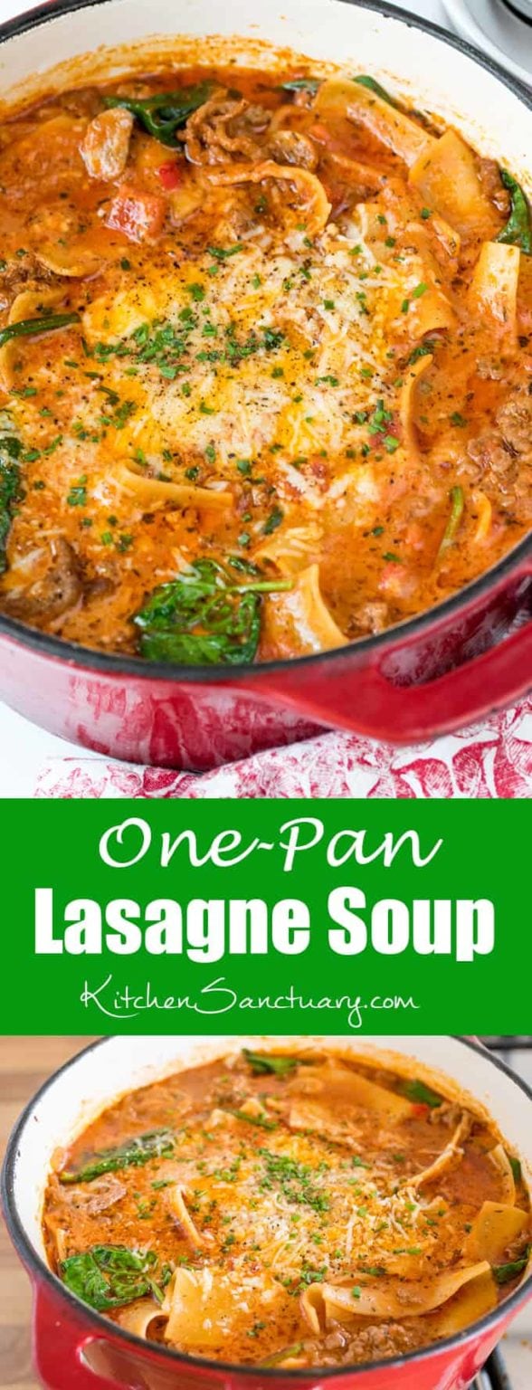 One-Pan Lasagne Soup - Nicky's Kitchen Sanctuary