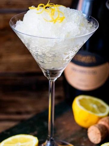 Prosecco Lemon and Ginger Sorbet. A seriously refreshing boozy dessert - perfect for a hot summers day.