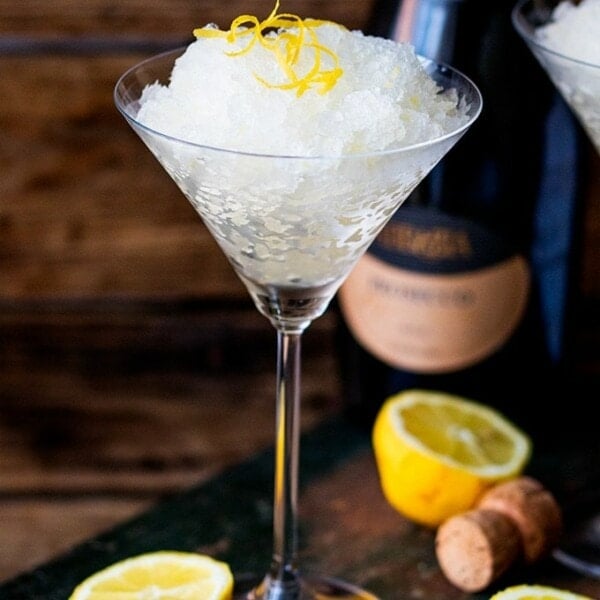 Prosecco Lemon and Ginger Sorbet. A seriously refreshing boozy dessert - perfect for a hot summers day.