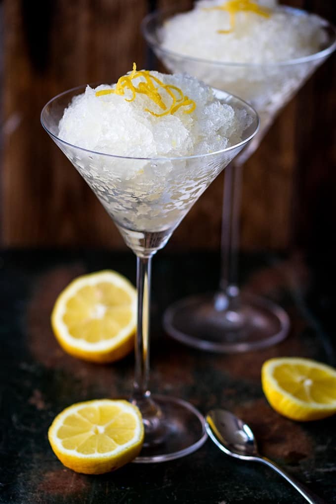 Prosecco Lemon and Ginger Sorbet. A seriously refreshing boozy dessert - perfect for a hot summers day.