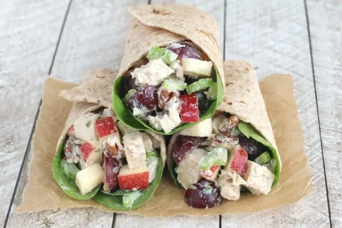 Healthy wrap with apple and grapes