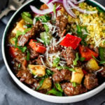 Slow Cooked Summer Beef Casserole. Fall-apart meat with crunchy veg and parmesan. Serve it with couscous for an even lighter feel.