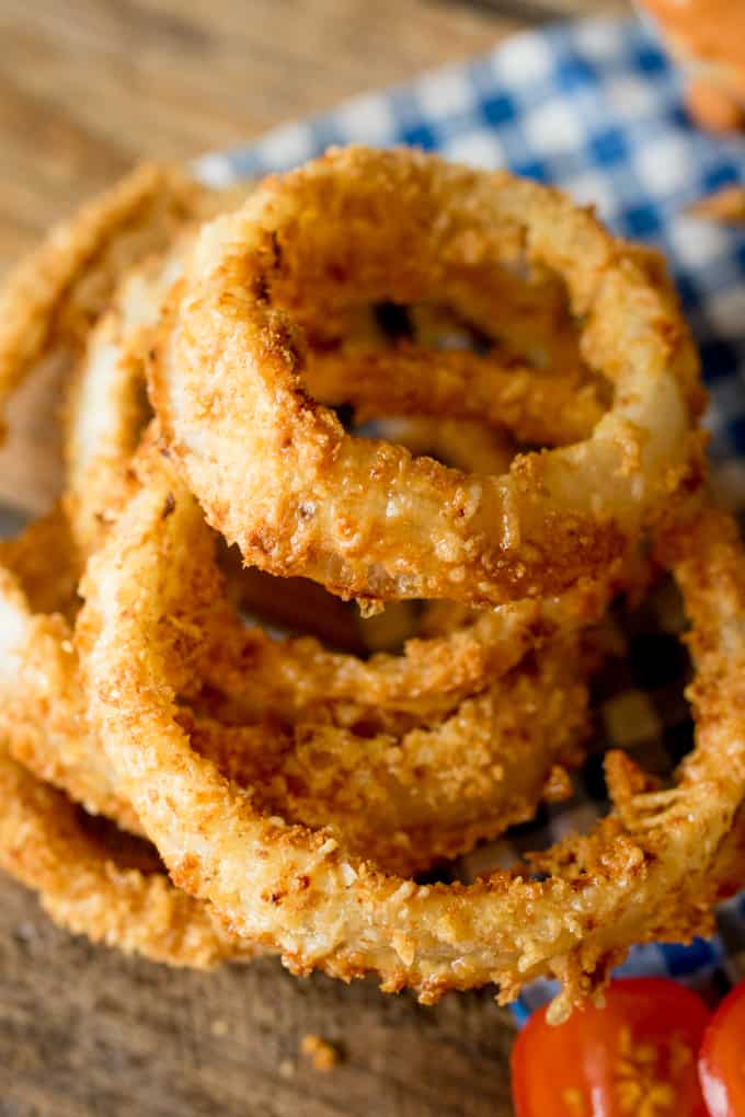 Bacon Cheeseburger with Baked Parmesan Onion Rings - 61