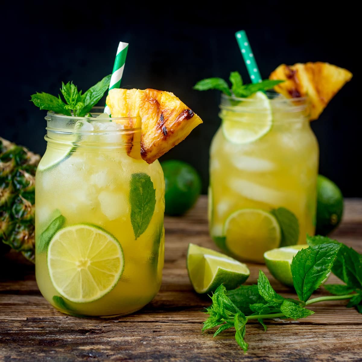 Pineapple Ginger Mojitos with Spiced Rum - Nicky's Kitchen Sanctuary