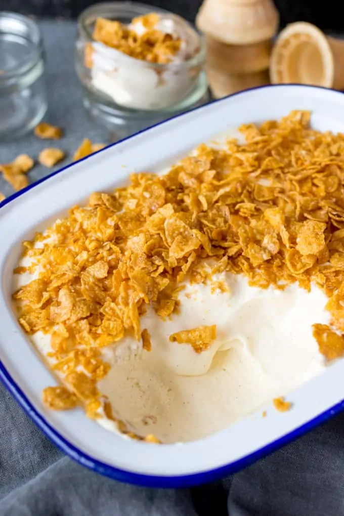 An easy make-at-home ice cream with all the flavour of cereal milk! (Crunchy Nut Cornflake flavour) No ice-cream maker required! 