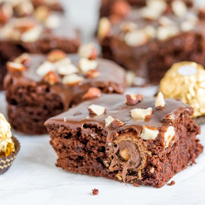 These Ferrero Rocher Brownies are the ultimate treat to go with your afternoon cup of coffee!