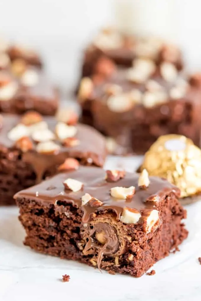 These Ferrero Rocher Brownies are the ultimate treat to go with your afternoon cup of coffee!