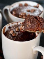 Caramel chocolate mug cake – filled with Rolos – when you need dessert NOW! The perfect quick dessert for one.