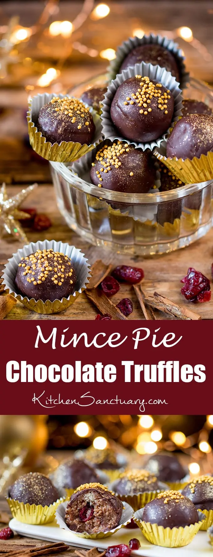 These Mince Pie Truffles are packed with fruity mincemeat and cranberries - a delicious party snack or homemade Christmas gift!