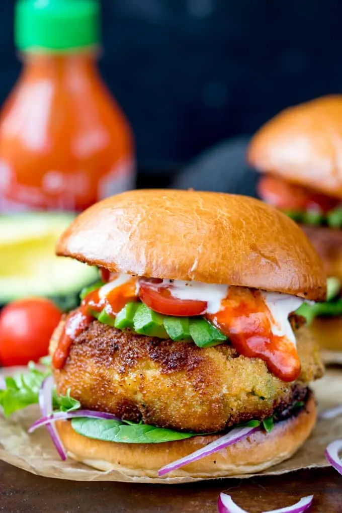 Cheesy Veggie Chickpea Burgers - easy to prepare and taste amazing!! Coated in breadcrumbs and lightly fried until crisp. Meat free and easy to make ahead!