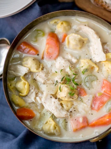 This Creamy Chicken and Tortellini Soup is serious comfort food - and substantial enough for dinner!