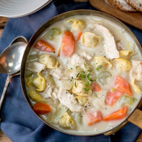 This Creamy Chicken and Tortellini Soup is serious comfort food - and substantial enough for dinner!