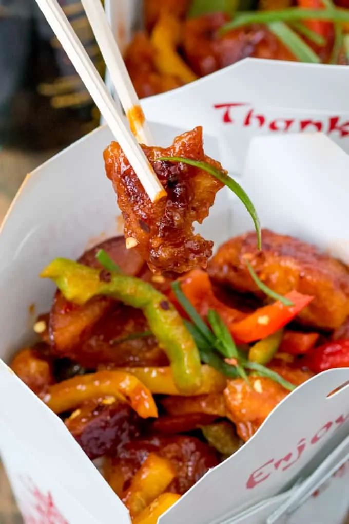 Crispy Chilli Plum Chicken – with a trick to save on the washing up too. A sticky Asian chicken meal made without the shop-bought sauce.