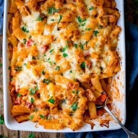 Cheesy Pasta Bake With Chicken And Bacon - a family favourite (and it makes great leftovers too!).