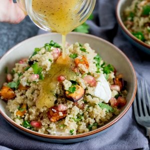Warm Quinoa And Goat's Cheese Salad With Honey Mustard Vinaigrette