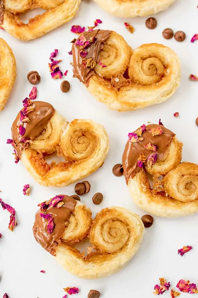 These Rose and Chocolate Valentines Palmiers are simple and delicious - only five ingredients!