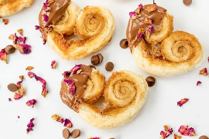 These Rose and Chocolate Valentines Palmiers are simple and delicious - only five ingredients!