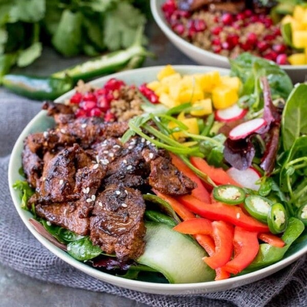 Oh my! This Korean Beef Bulgogi Bowl is bursting with spicy flavour! Marinated, then grilled or fried and served with a vibrant, crunchy salad.