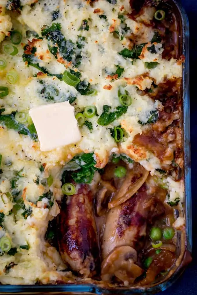 Sausage and Colcannon Bake