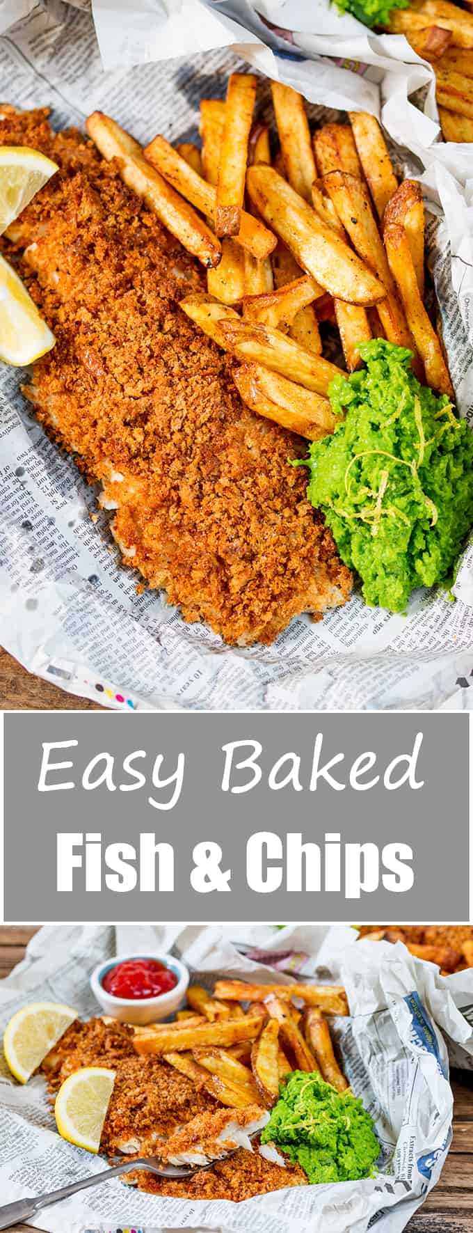 Baked Fish and Chips with Lemon Smashed Peas - 87