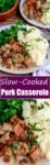 Creamy Slow Cooked Pork Casserole - perfect comfort food! A great make-ahead meal when you're cooking for a crowd, gluten free too!