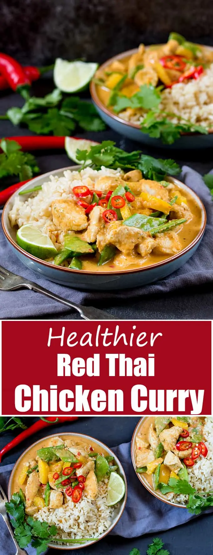 The homemade curry paste for this Spicy Healthier Red Thai Chicken Curry is easy and packed with flavour!