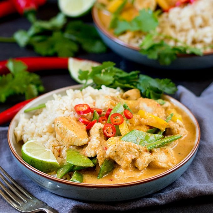 The homemade curry paste for this Spicy Healthier Red Thai Chicken Curry is easy and packed with flavour!