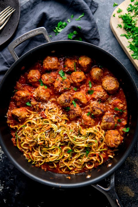One-Pot Turkey Meatballs With Courgetti - Nicky's Kitchen Sanctuary