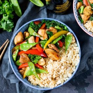 Honey and Garlic Chicken Stir Fry with Cauliflower Egg Fried Rice-image