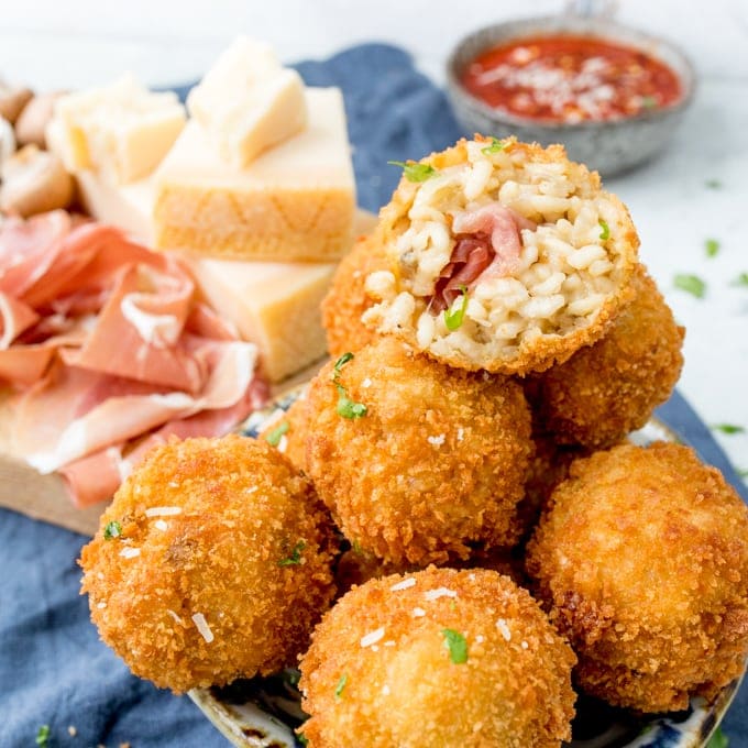 Mushroom and Grana Padano Arancini Stuffed with Prosciutto di San ...