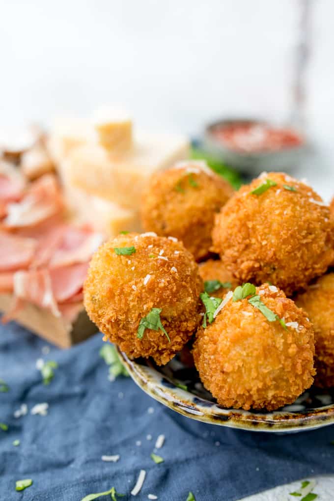 Mushroom and Grana Padano Arancini Stuffed with Prosciutto di San Daniele - 98