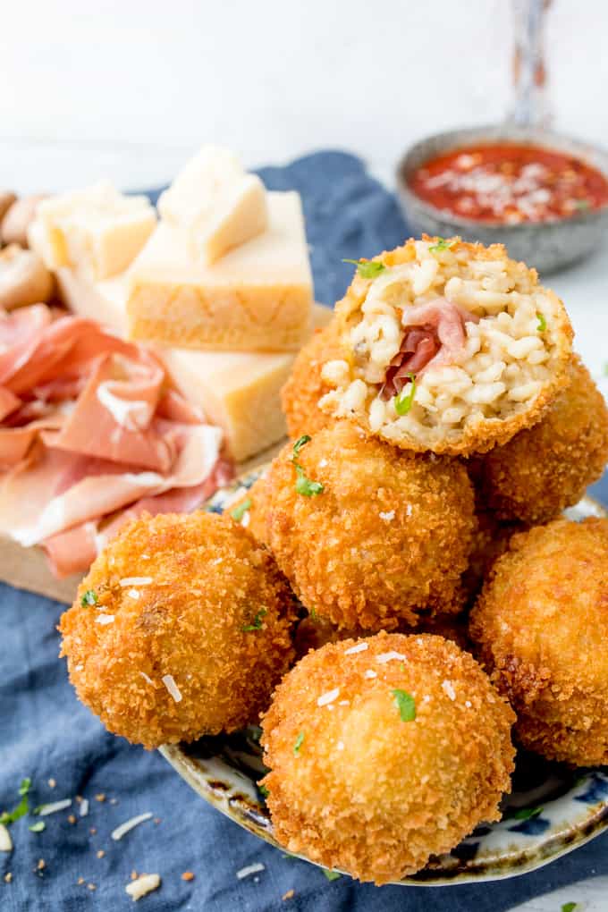 Mushroom and Grana Padano Arancini Stuffed with Prosciutto di San Daniele - 96