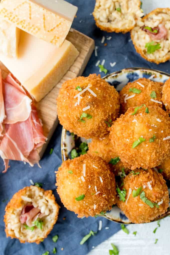 Mushroom and Grana Padano Arancini Stuffed with Prosciutto di San Daniele - 83