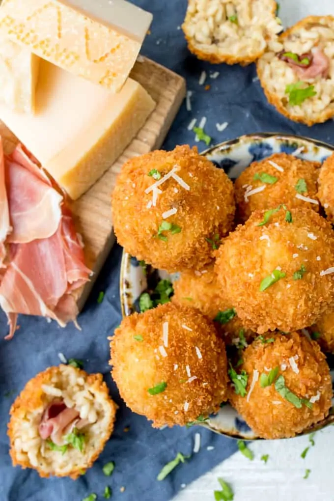 Arancini makes such a great appetiser or party food - these ones are made with creamy Grana Padano Cheese and Stuffed with Prosciutto di San Daniele!