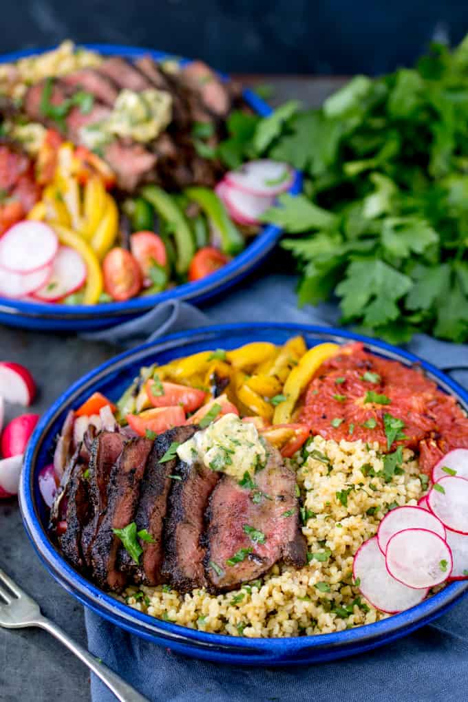 Coffee Crusted Steak Buddha Bowl with Spiced Butter - 59