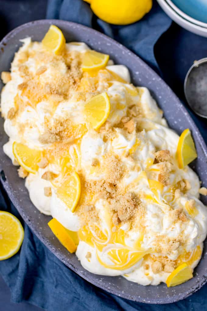 This No-Churn Lemon Shortbread Ice Cream makes a great all-in-one dessert! No special equipment needed. Easy to make gluten free too!