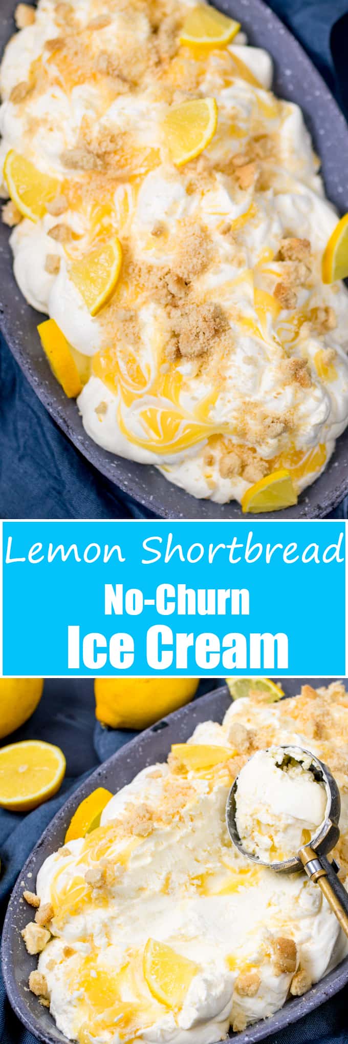 This No-Churn Lemon Shortbread Ice Cream makes a great all-in-one dessert! No special equipment needed. Easy to make gluten free too!