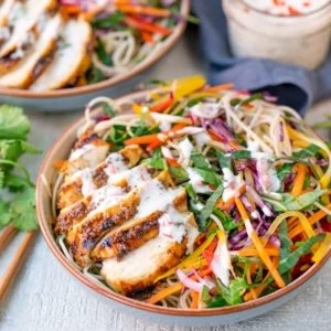 This Chicken Noodle Rainbow Salad with Chilli Lime Dressing is packed with nutritious ingredients. Totally delicious and satisfying!