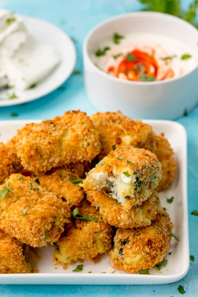 Baked Spinach and Goats Cheese Croquettes – a lighter dinner or appetizer for meatless Mondays! Easily made Gluten Free too!