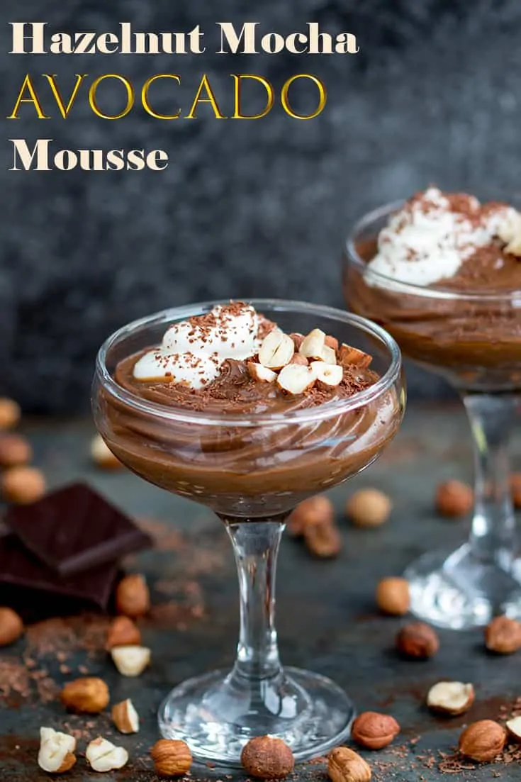 Hazelnut Mocha Chocolate Mousse - a gluten free, lighter dessert, made with avocado, Greek yogurt and banana. Creamy and sweet!