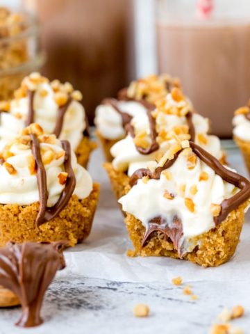These Nutella Cookie Bites With Whipped Cream and hazelnuts are snack perfection! Perfect Party Food and easy to make gluten free too!