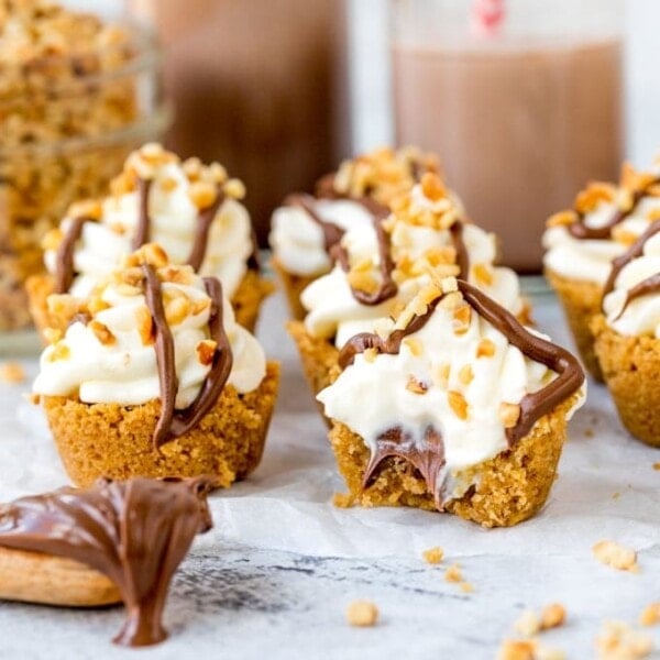 These Nutella Cookie Bites With Whipped Cream and hazelnuts are snack perfection! Perfect Party Food and easy to make gluten free too!