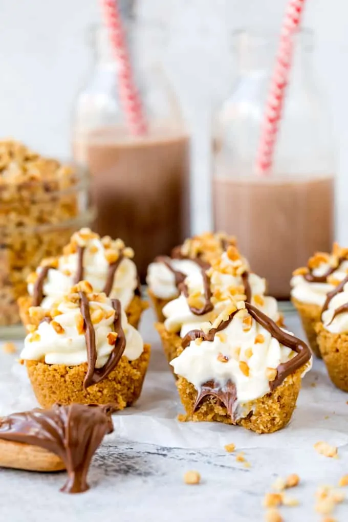 These Nutella Cookie Bites With Whipped Cream and hazelnuts are snack perfection! Perfect Party Food and easy to make gluten free too!