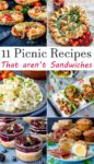 Collage of 6 images for picnic recipes