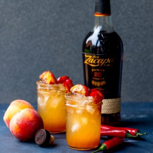 Rum and Peach Cocktail with Chilli Syrup