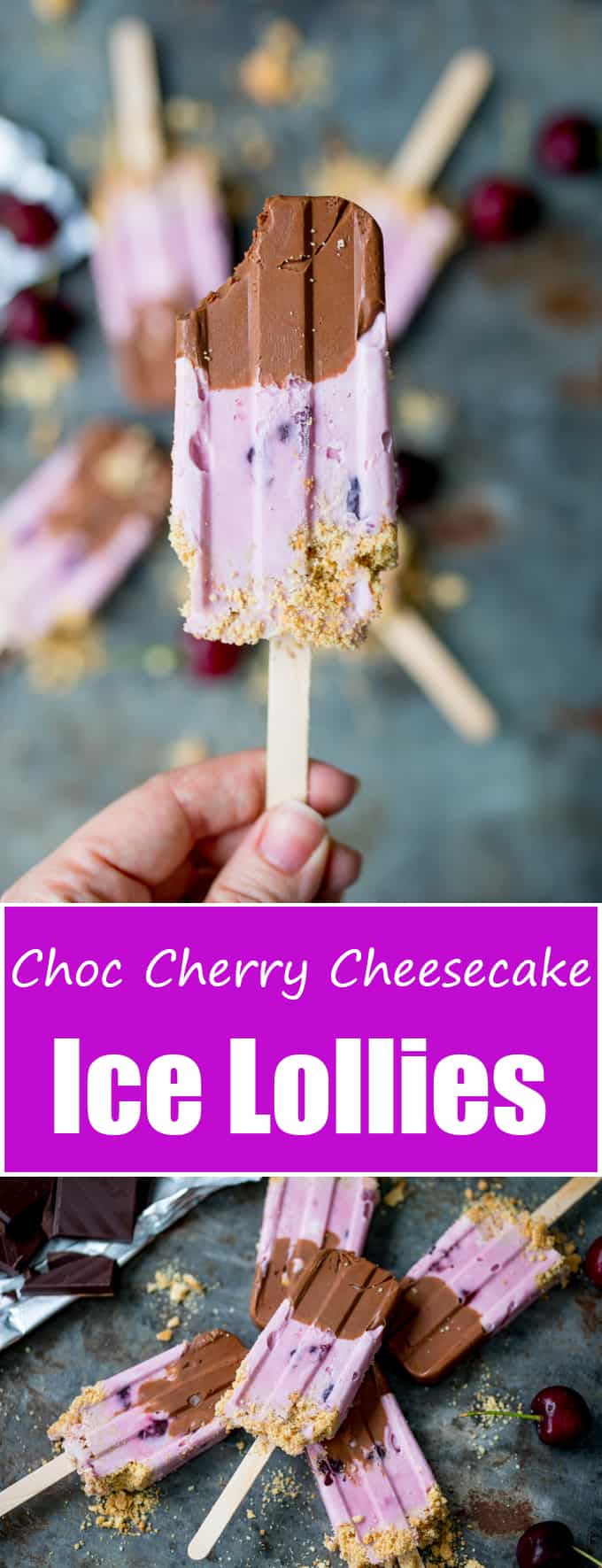 Chocolate Cherry Cheesecake Ice Lollies - 17