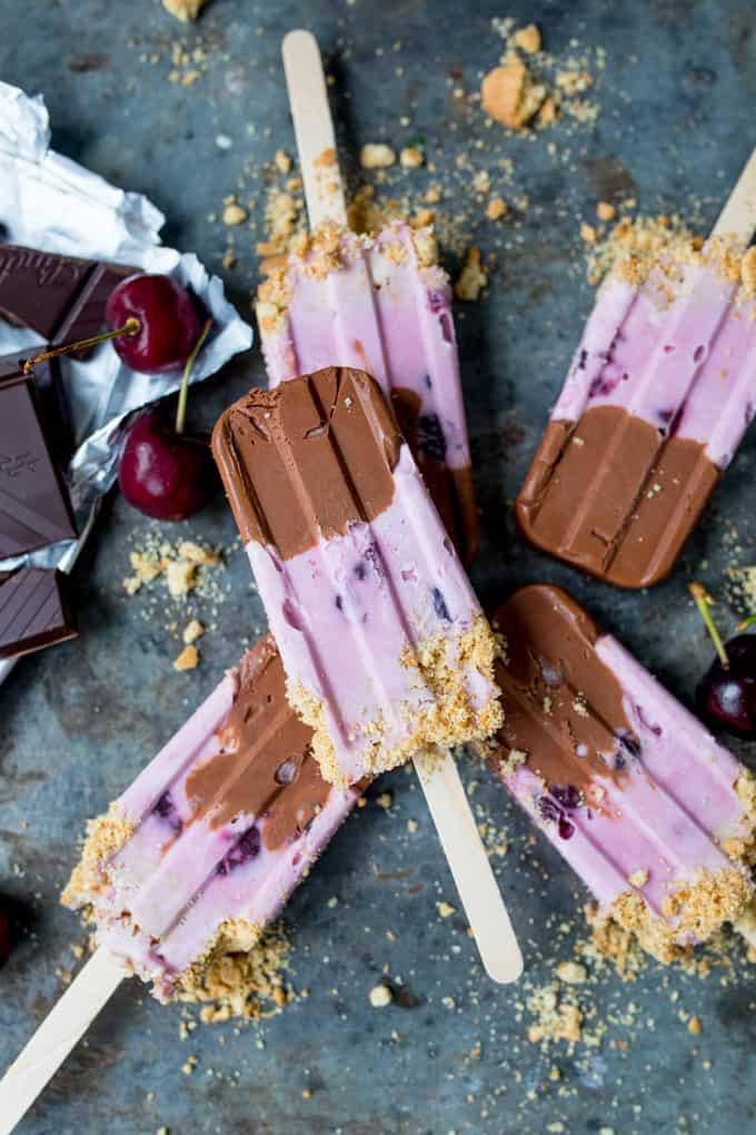 Chocolate Cherry Cheesecake Ice Lollies - 9